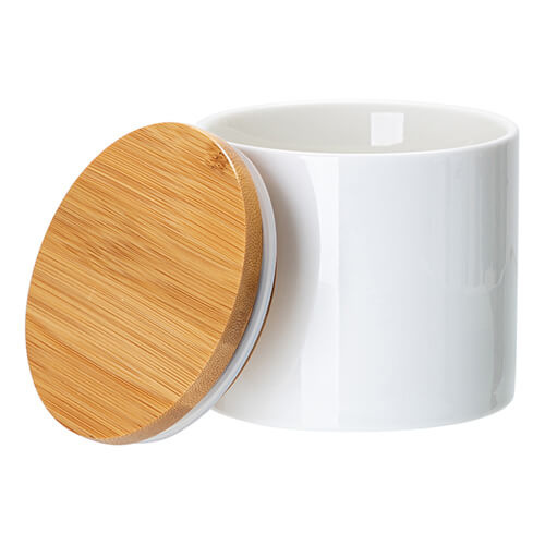 Ceramic container with wooden lid for sublimation